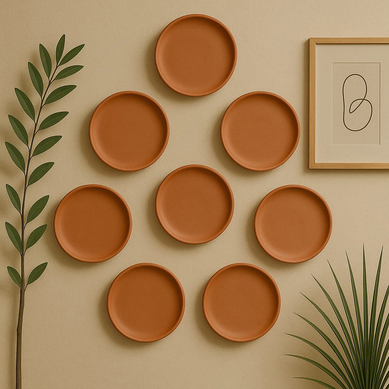 Terrya Handcrafted Terracotta Wall Plate - Set Of Eight