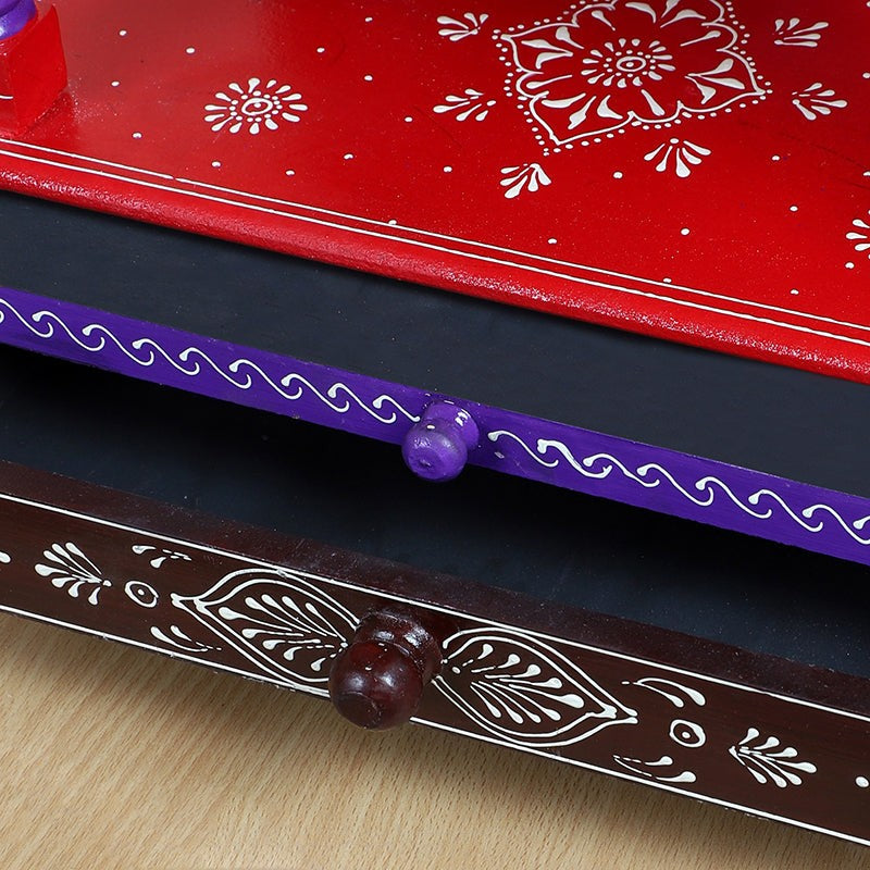 Shrinaya Wooden Mandir - Red & Purple media 6
