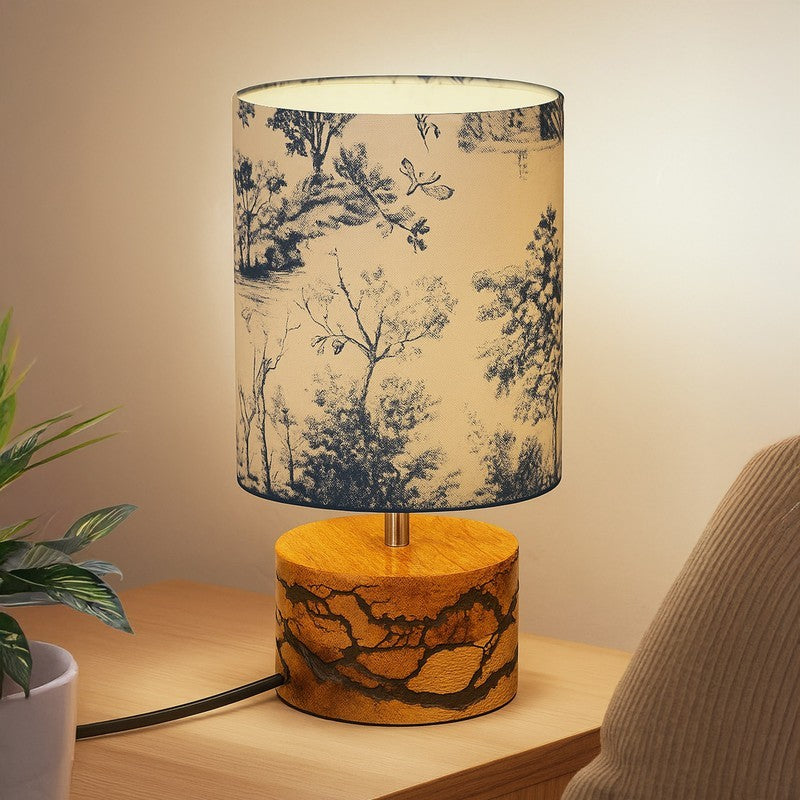 NordicNest Elegant Desk Wooden Table Lamp - Blue,White