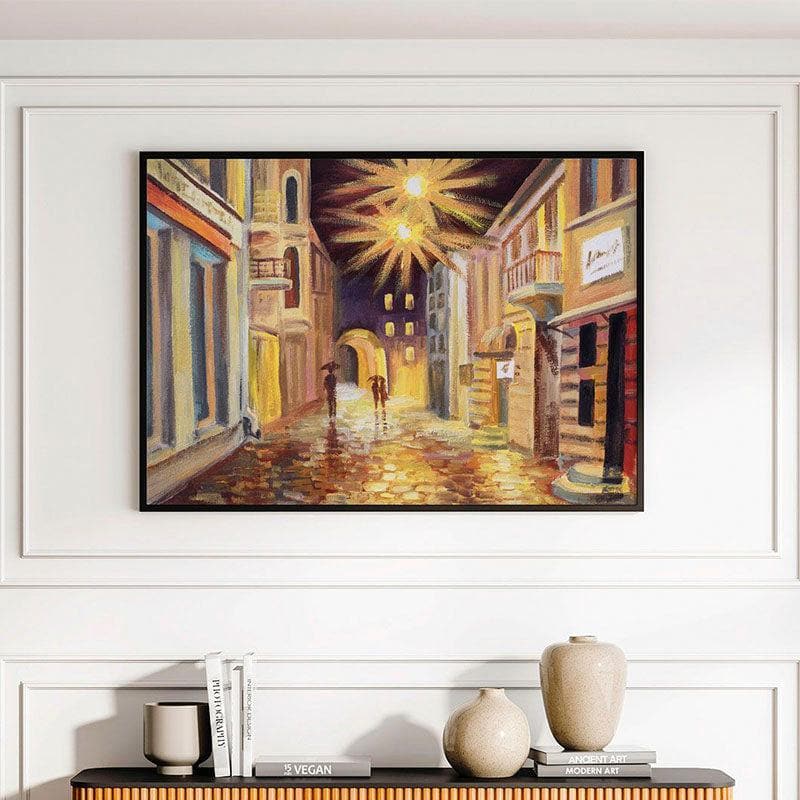 Modern Street Abstract Canvas Painting - Black Frame
