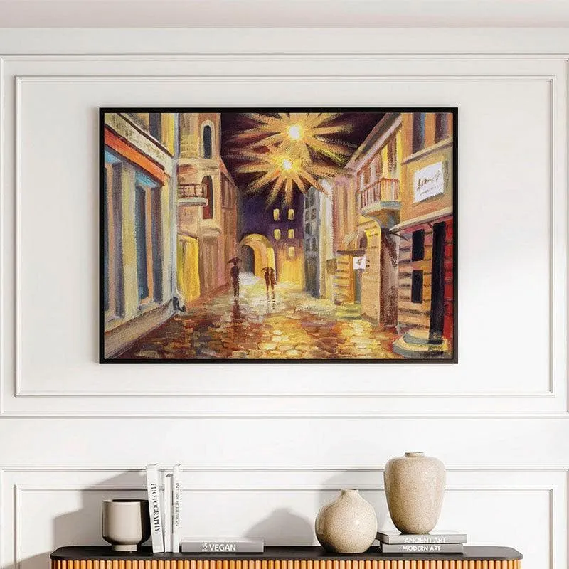 Modern Street Abstract Canvas Painting - Black Frame media 1