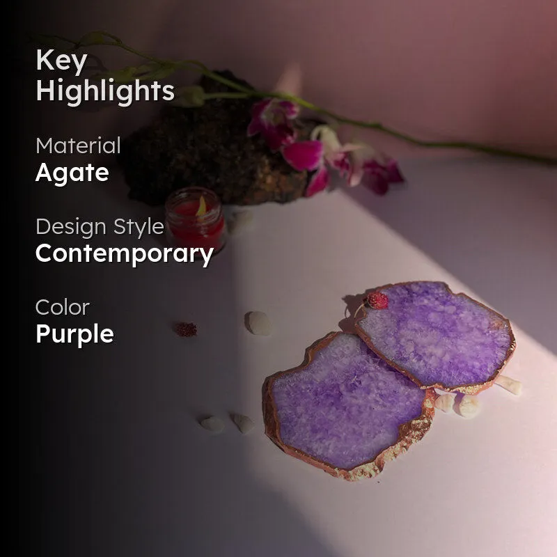 Suzzaine Handcrafted Crystal Agate Coaster (Purple) - Set Of Two media 2