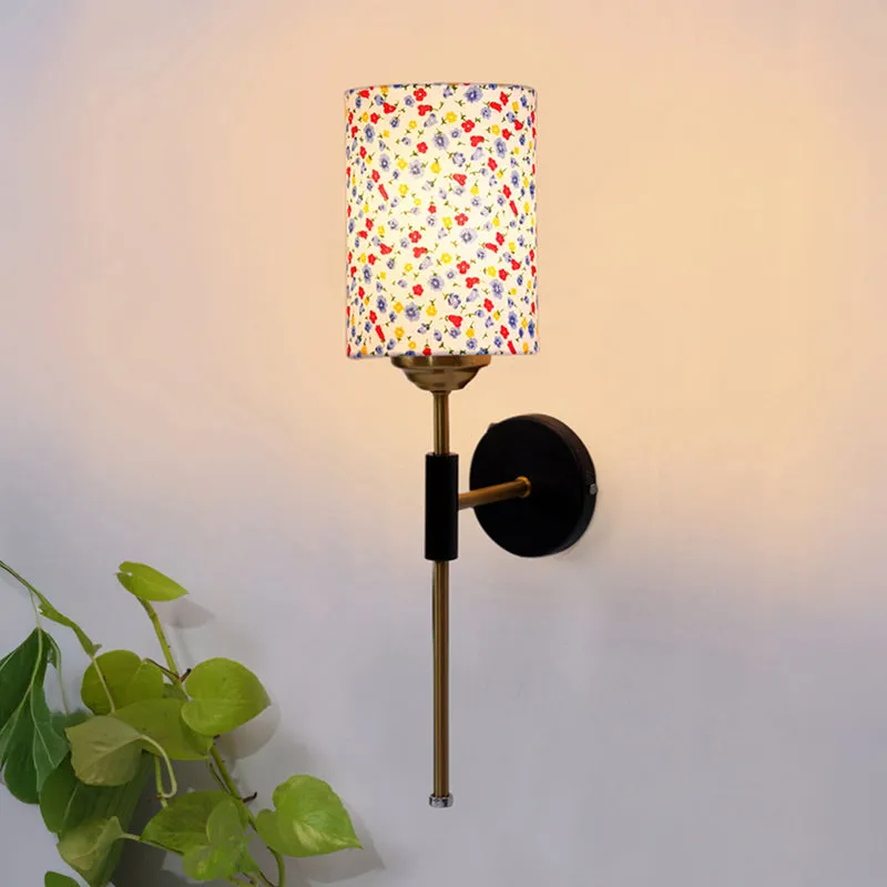 Beryll Tiny Fleur Cylindrical Steel & Cotton Wall Lamp media 1
