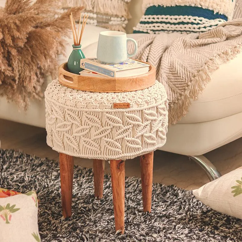 Maha Boho Handcrafted Macrame Stool media 3