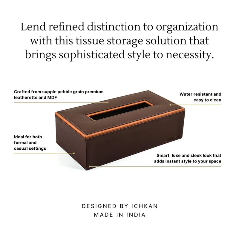Tisca Edge Faux Leather Tissue Box - Brown media 3
