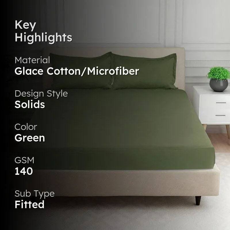 Cloud Drift Fitted Microfiber Bedsheet (Dark Green) - 140 GSM media 2