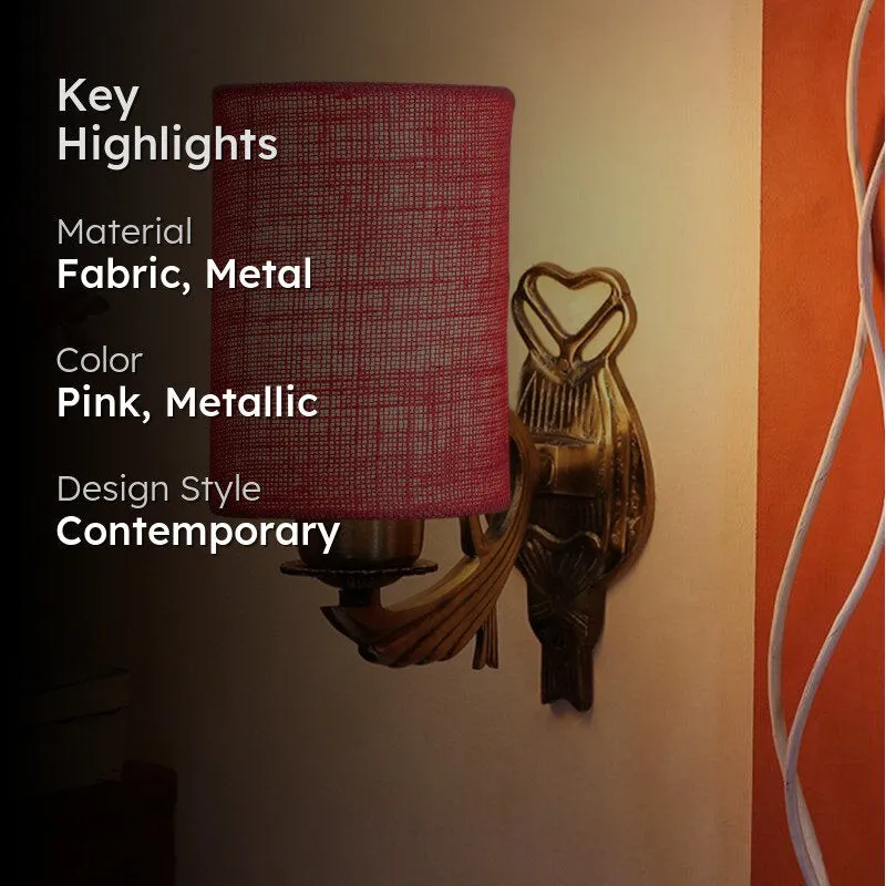Love Gleam Atva Cylindrical Fabric & Metal Wall Lamp - Pink media 2