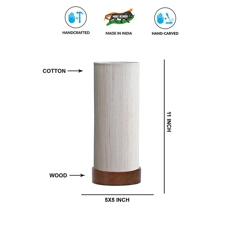 Jaala Brown Tower Wooden Table Lamp - White,Brown media 8
