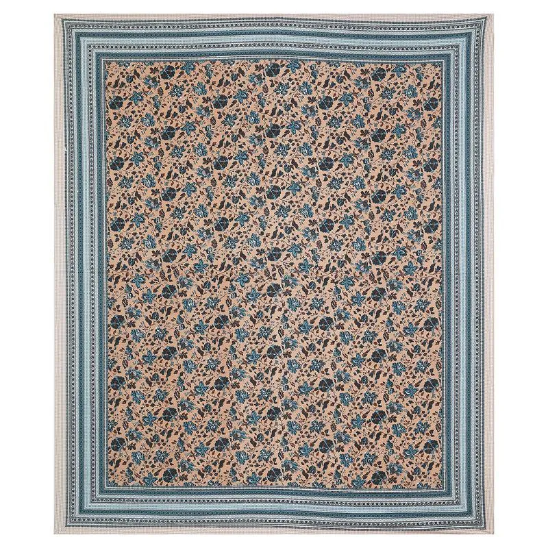 Vishala Ethnic Cotton Bedsheet (Brown,Blue) - 180 TC media 4