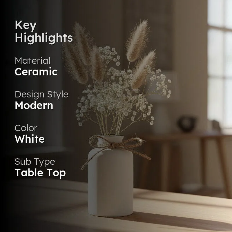 Warm Neutral Ceramic Vase - White media 2