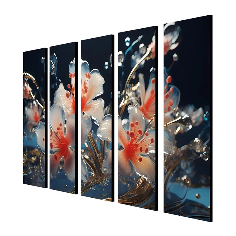Liquid Flora I Canvas Wall Art - Set Of Five media 5
