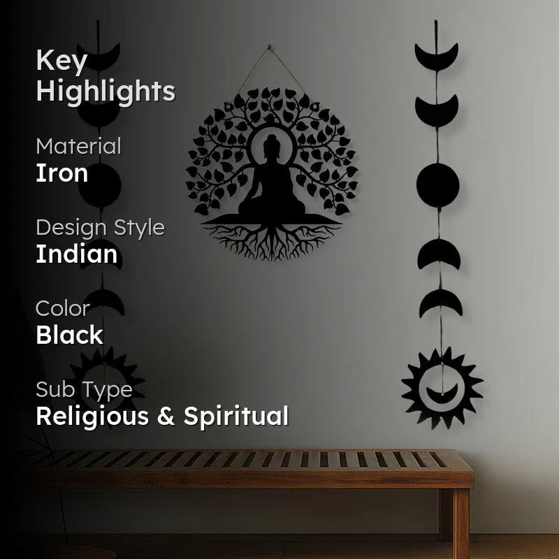 Buddha with Planetary Phases Iron Wall Accent - Set Of Three media 2