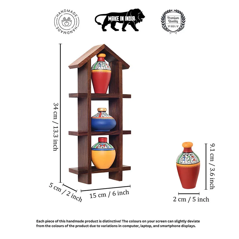 Kutir Kalika Warli Terracotta & Wood Wall Accent - Four Piece Set media 6