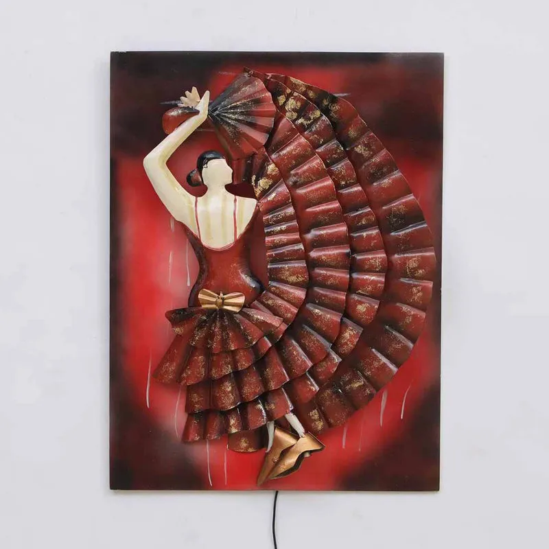 Dancer In Red Iron Wall Accent With Wooden Frame media 3