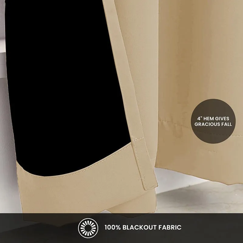 Urban Space Soft Beige Blackout Curtain - Set Of Two media 3