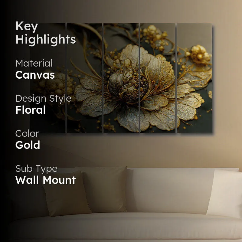 Elegant Gold Canvas Wall Art - Set Of Five media 2