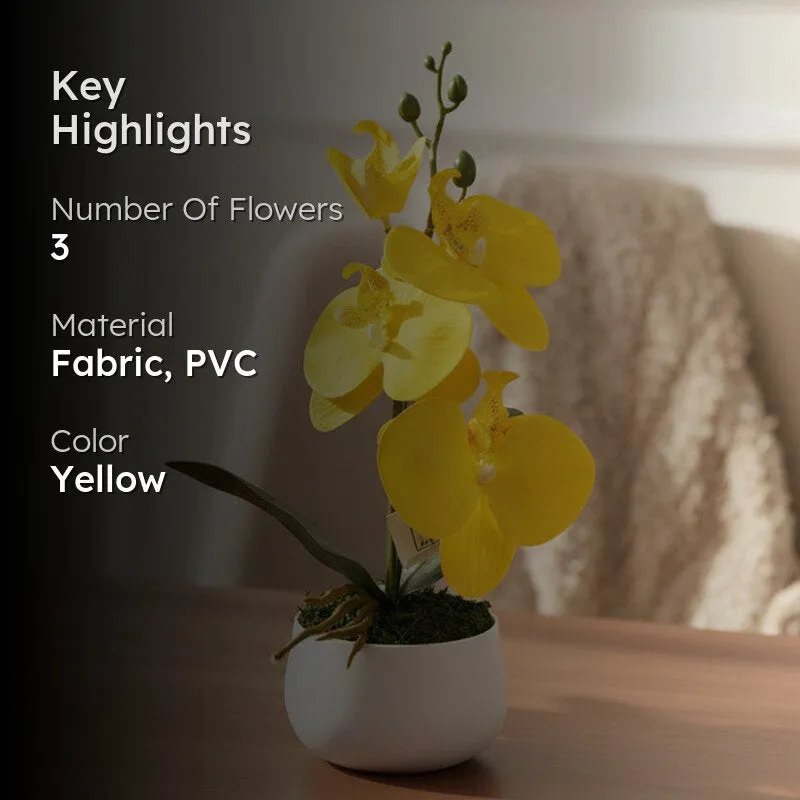 Premium Artificial Orchid Flower Bunch - Yellow media 2