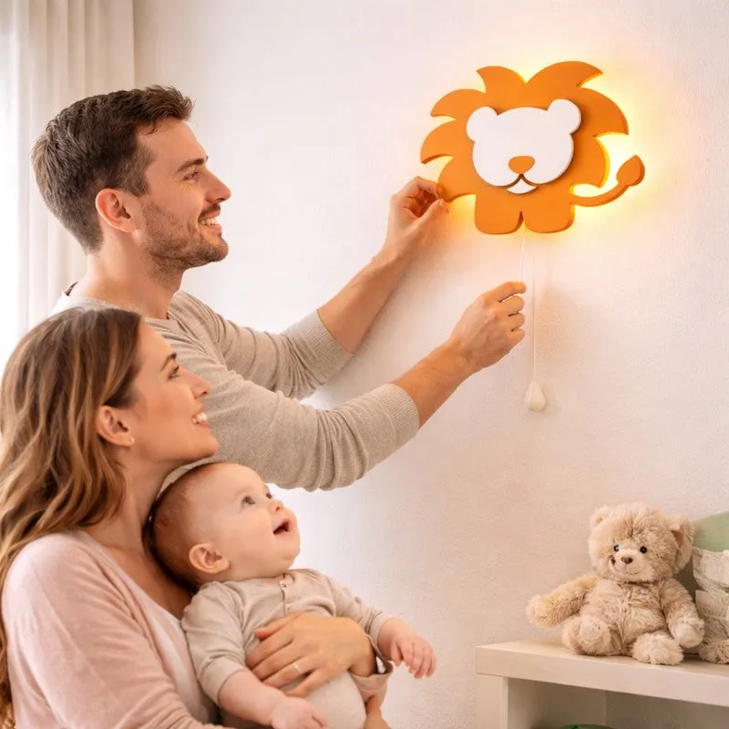 Silenor Lion Battery Operated MDF Wall Lamp - Orange media 5
