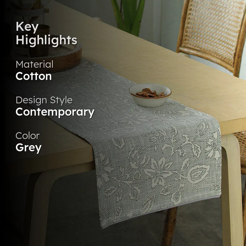 Willow Petal Cotton Table Runner - Grey media 2