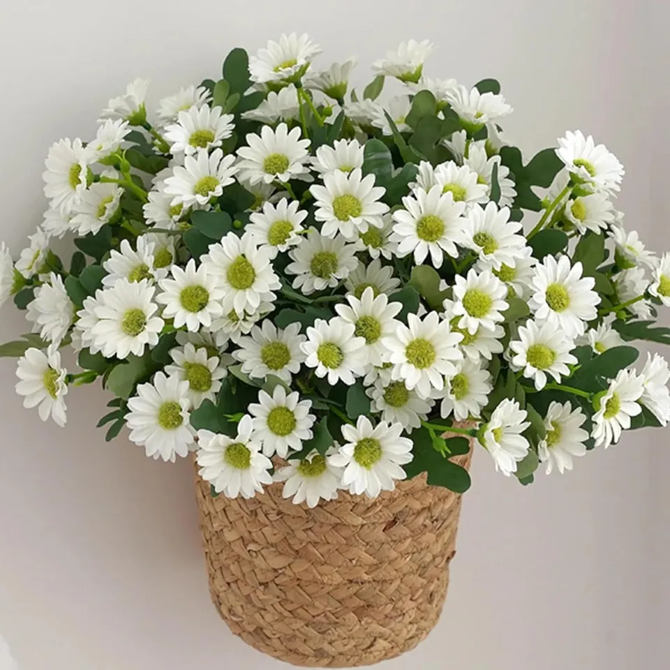 Azure Daisy Artificial Flower (White) - Set of Two media 1