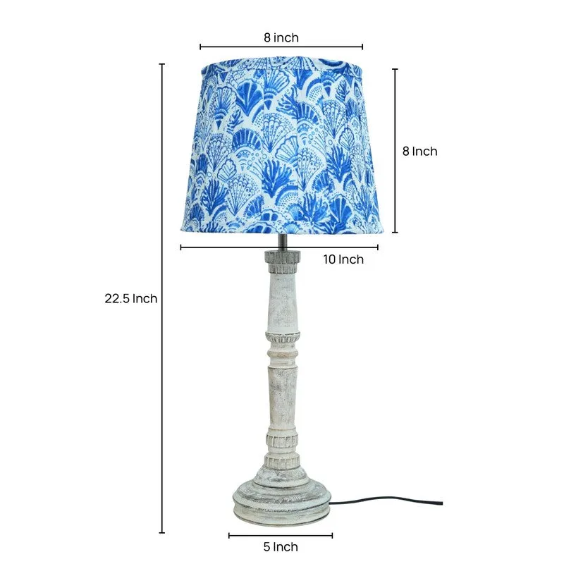 Azure Reef Wooden Base Cotton Table Lamp - Blue media 5