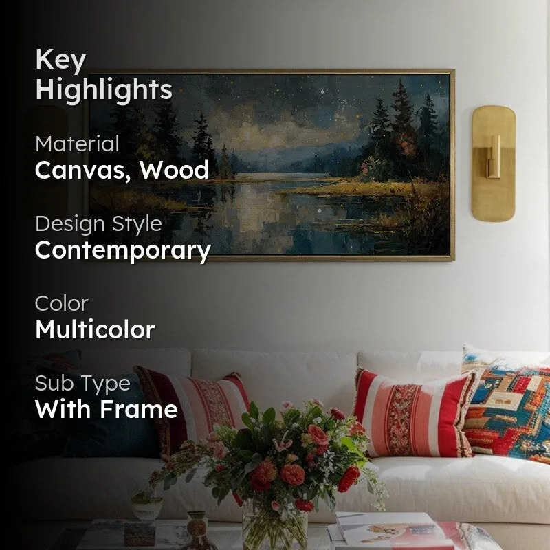Nocturne Lake Canvas Wall Painting With Frame media 2