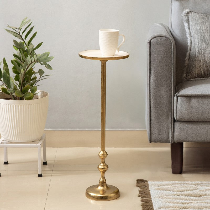 Ornamental Stem Aluminum Side Table - Gold