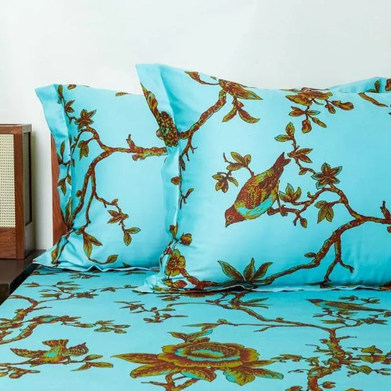 Anaidda Printed Cotton Bedsheet (Blue) - 300 TC media 5