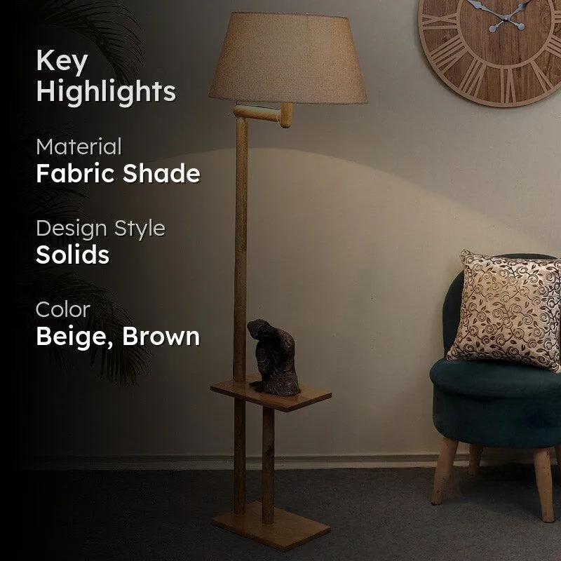 Eartha Enya Floor Lamp With Shelf - Light Beige media 2