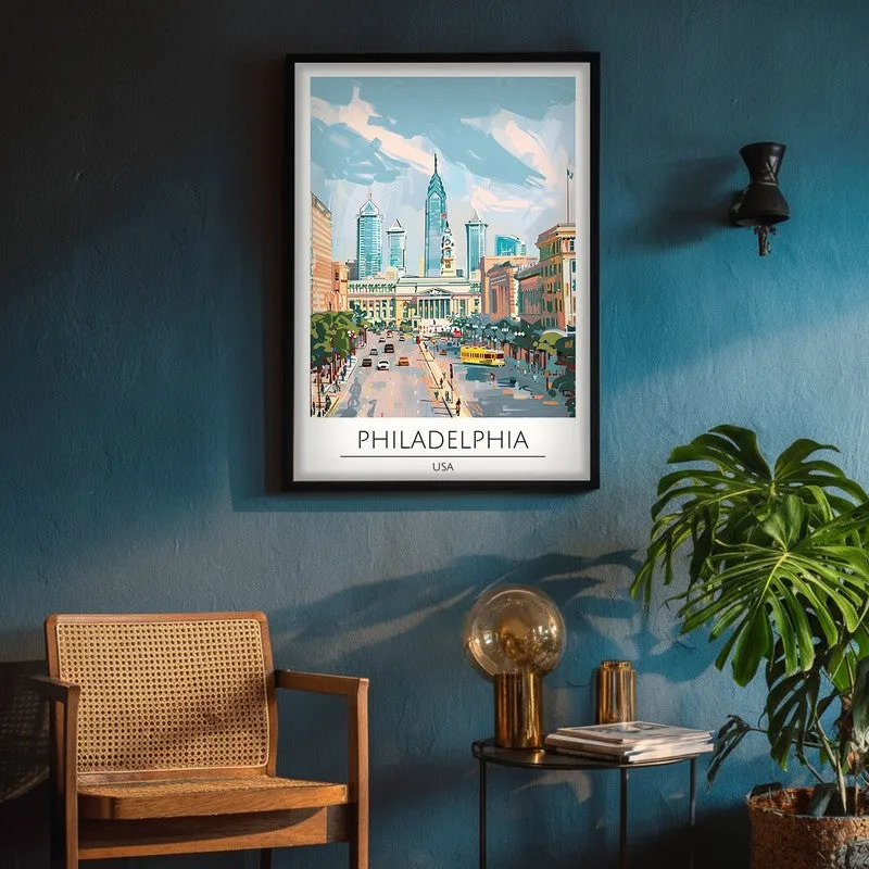 Vintage Philadelphia Framed Canvas Wall Painting media 4