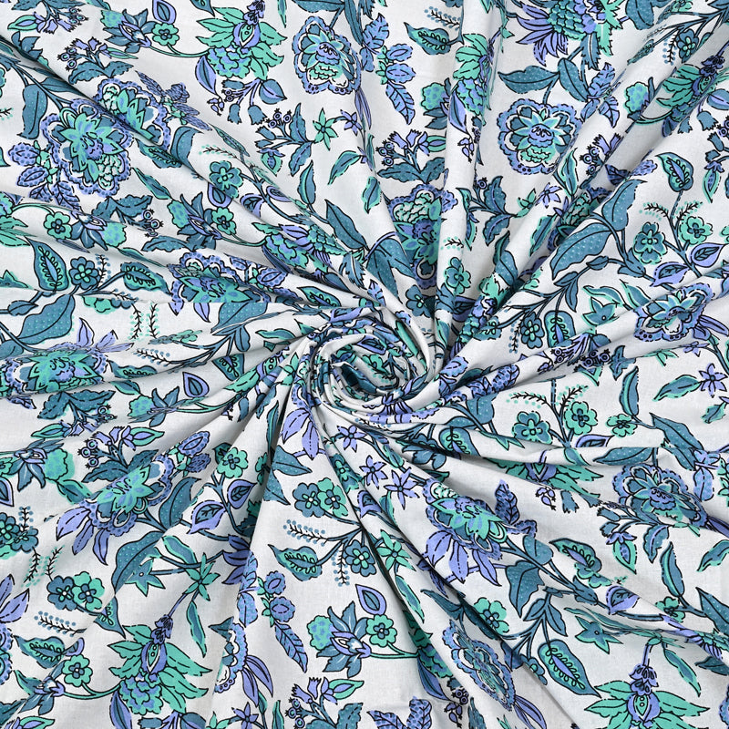 Bahaara Jaipuri Cotton Bedsheet (Blue) - 144 TC media 6