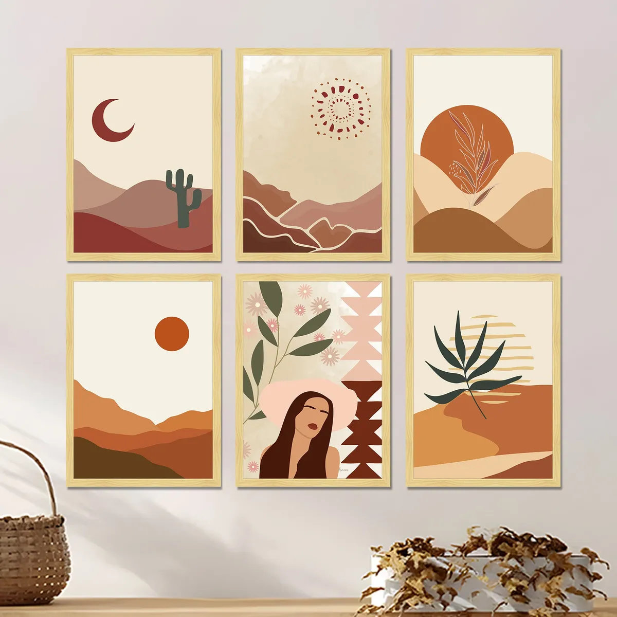 Desert Scene Wall Art With Frame - Set Of Six media 6