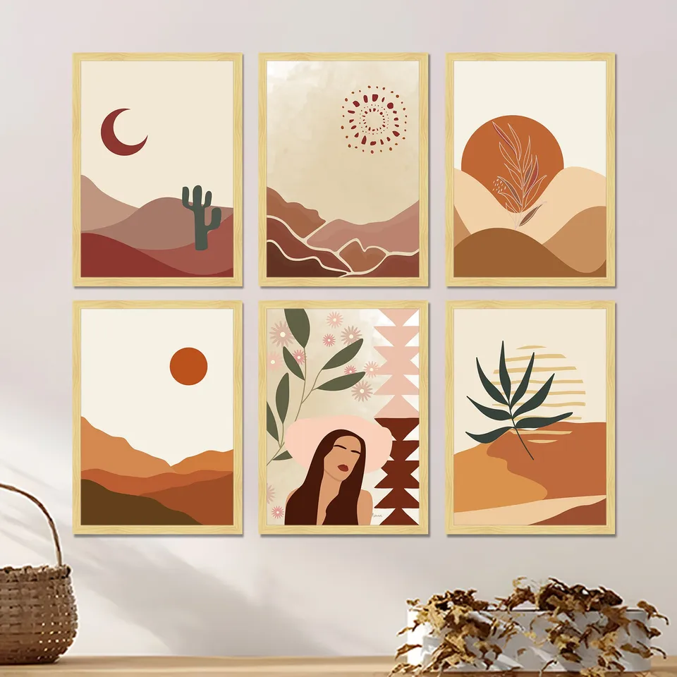 Desert Scene Wall Art With Frame - Set Of Six media 6