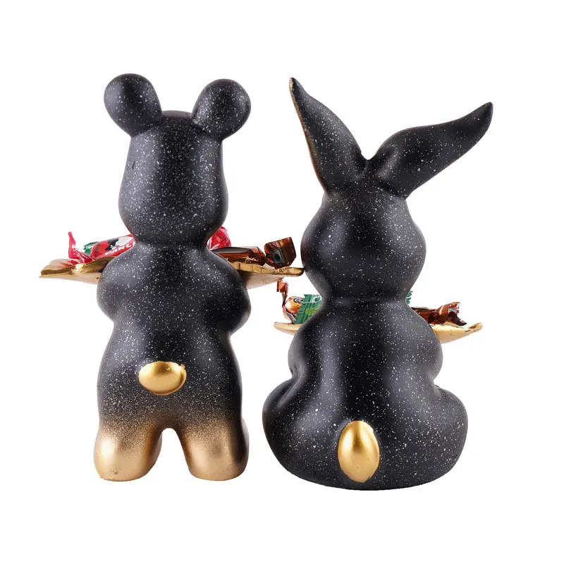 Hop & Squeak Painted Poly Resin Show Piece (Black) - Set Of Two media 5