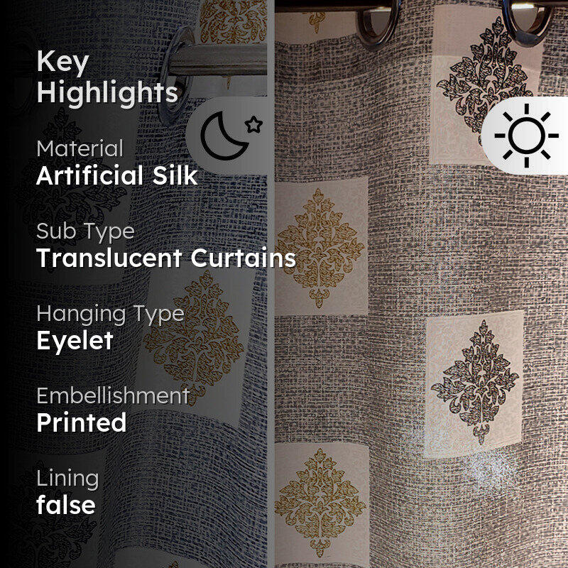 Reynard Geometric Artificial Silk Curtain - Set Of Two media 2