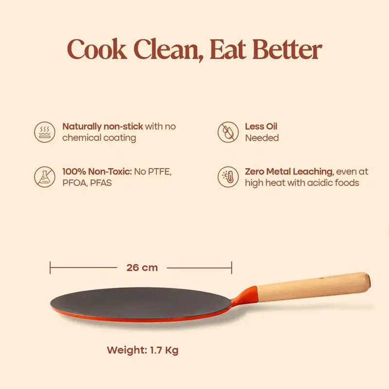 Cumin Co Enamel Cast Iron Roti Tawa - Rust media 12