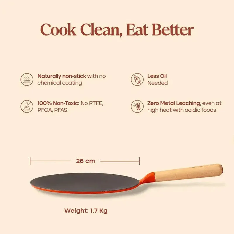 Cumin Co Enamel Cast Iron Roti Tawa - Rust media 12