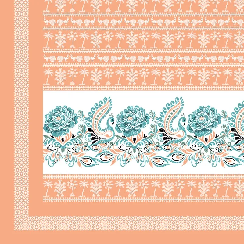 Ethnic Classic Cotton Bedsheet (Orange,White) - 120 TC media 5