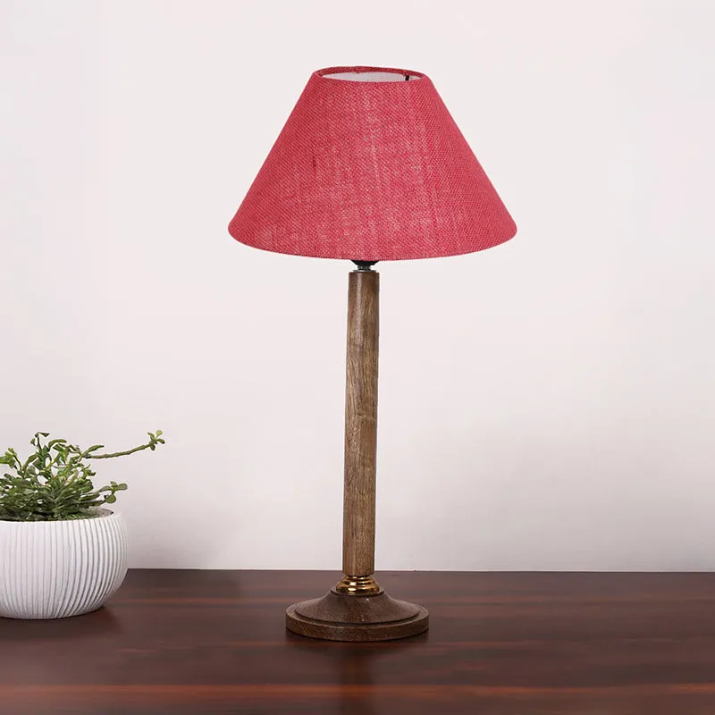 Loft Gleam Table Lamp With Wooden Base - Red,Brown media 3