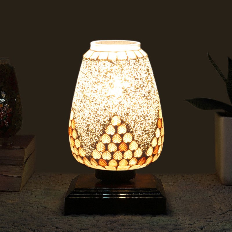 Lunero Glass Table Lamp With Wooden Base