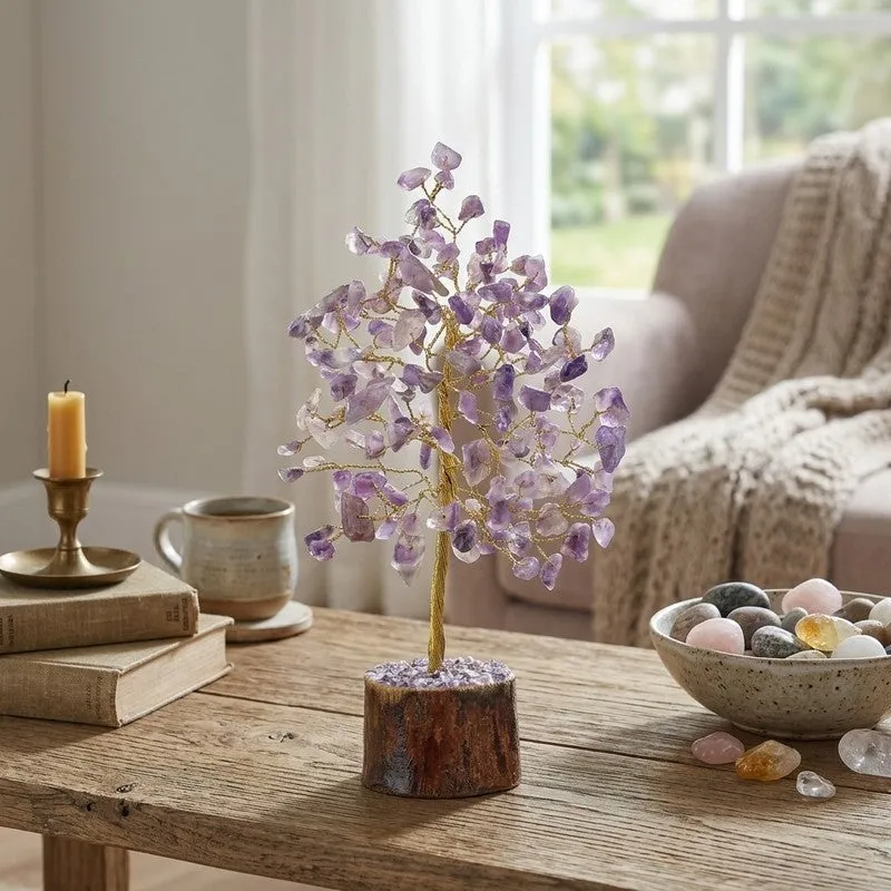 Healing Amethyst Gemstone Tree Decorative Showpiece media 1