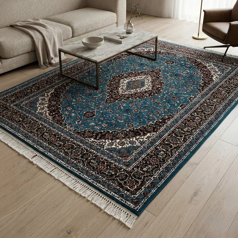 Riti Rang Artificial Silk Carpet - Blue media 3