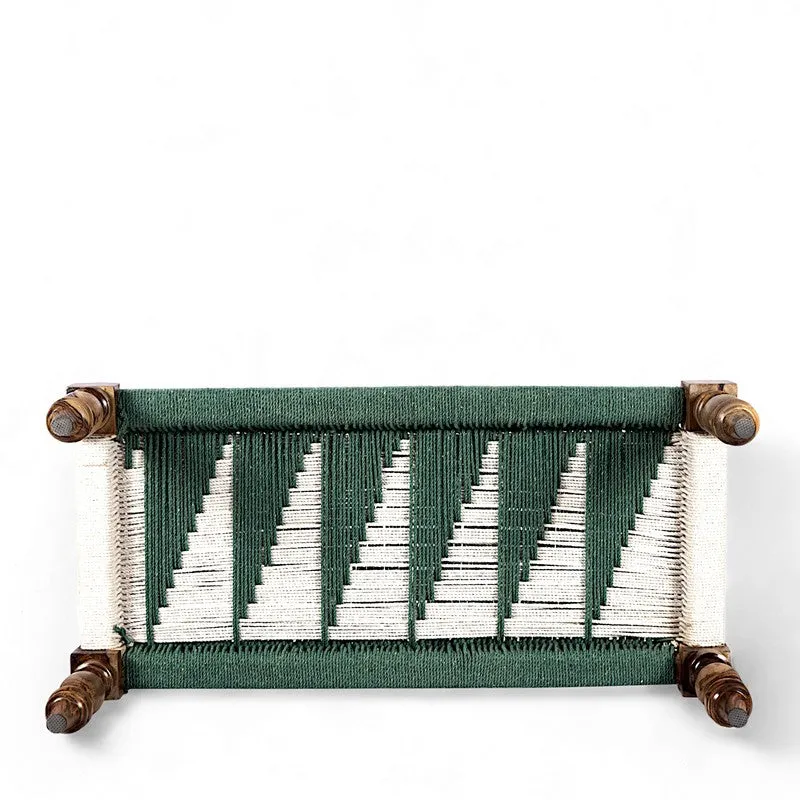 Firox Sheesham Wooden Bench with Stools (Green,White) - Three Piece Set media 4