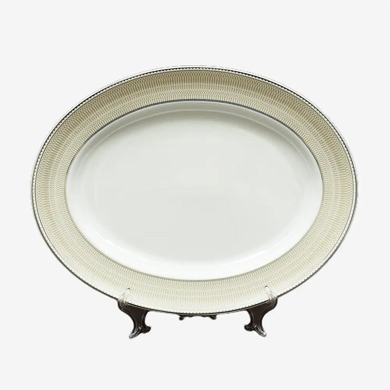 Shine Platine 24k Gold Brushed Porcelain Dinner Set - 21 Piece Set media 7