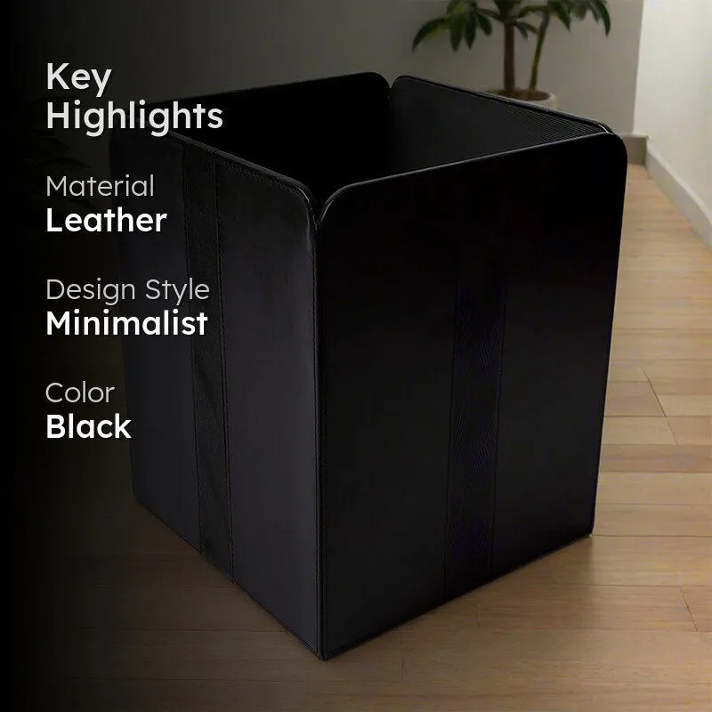 Veltrix Faux Leather Dust Bin - Black media 2