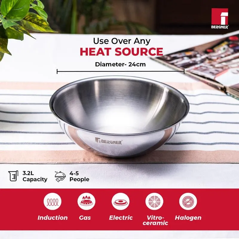 Bergner Tripro Triply Stainless Steel Cook and Serve Tasra With Lid - 3000 ML media 3