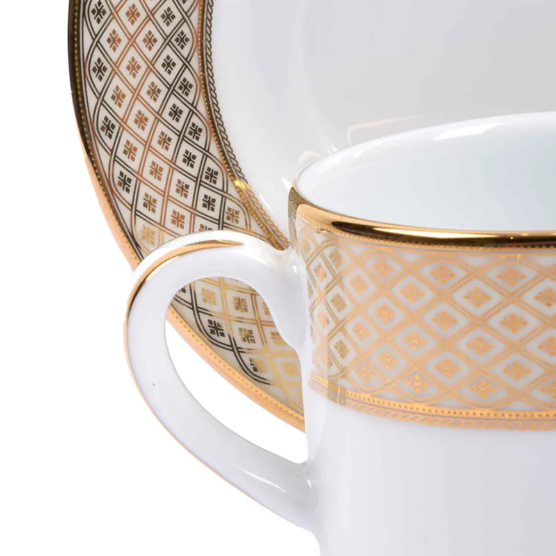 Jewel Cream 24k Gold Brushed Porcelain Tea Cup & Saucer (280 mL) - Set of Six media 4