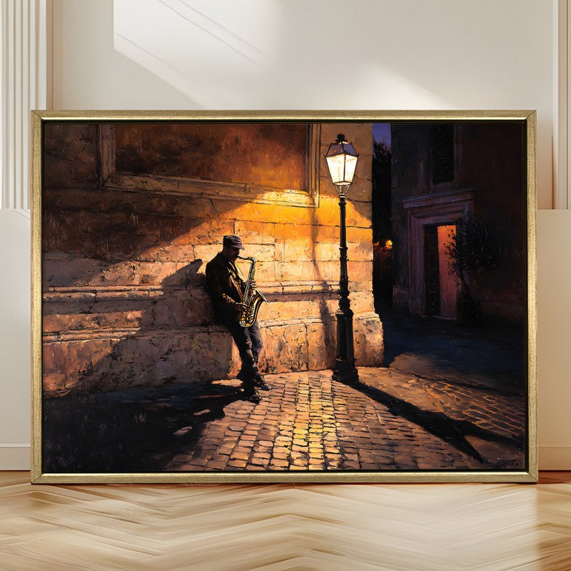 Saxophone Solitude Canvas Wall Painting With Frame media 4