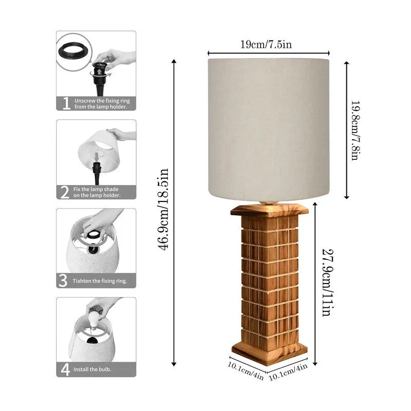 AuraBeam Stylish Wooden Table Lamp - Beige,Brown media 7