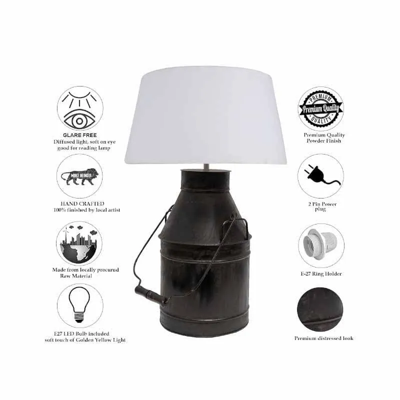 Milk Man Fabric Table Lamp - White,Black media 6